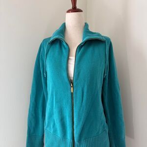 Teal zip up fall sweater Size M Jones New York